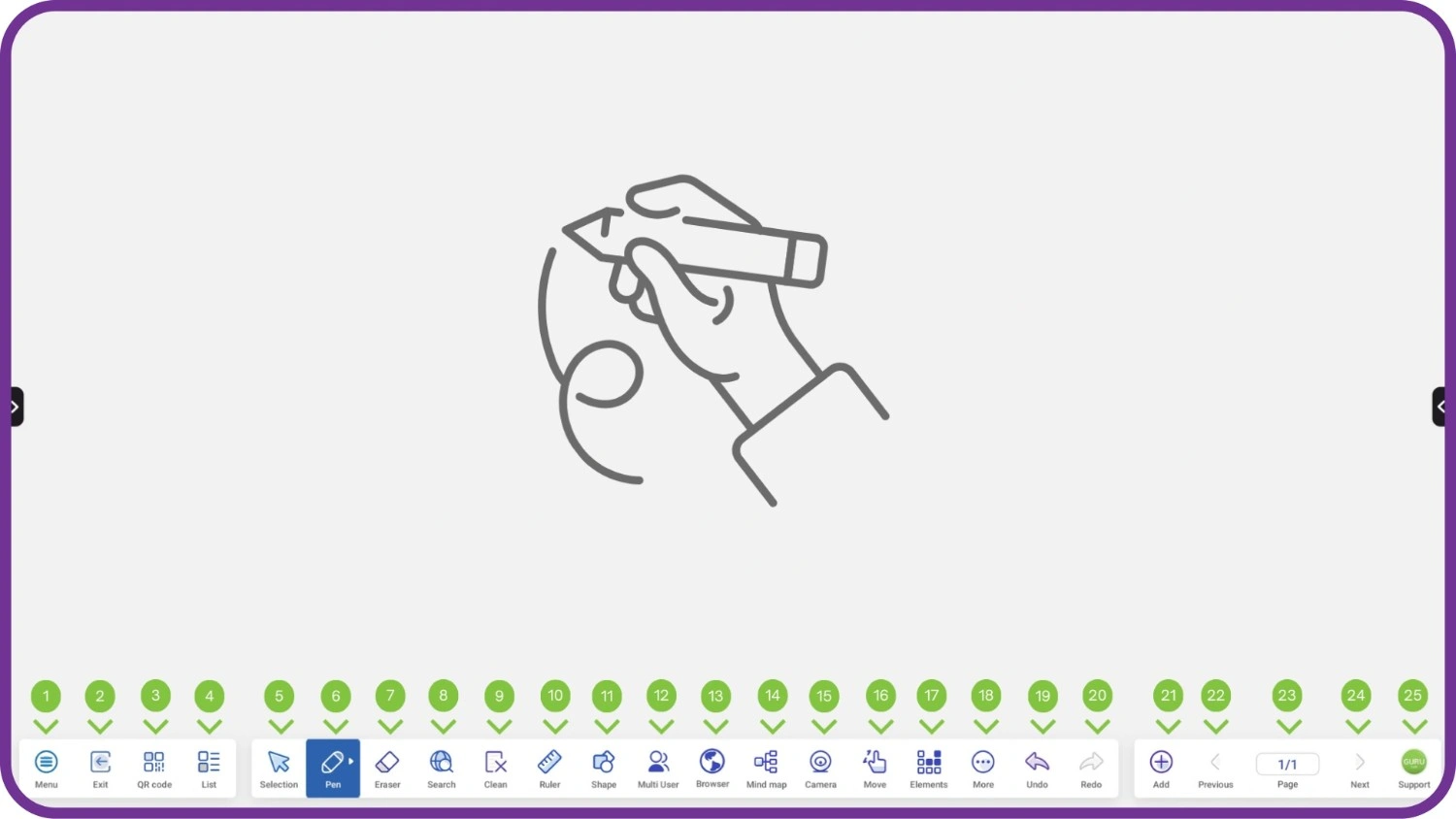 Lecture tools on whiteboard app